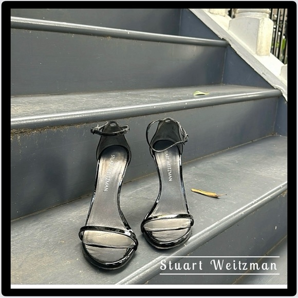 Stuart Weitzman Patent Leather Sky High Stiletto Heels 5 Inches Nudist - 8M - Picture 2 of 16